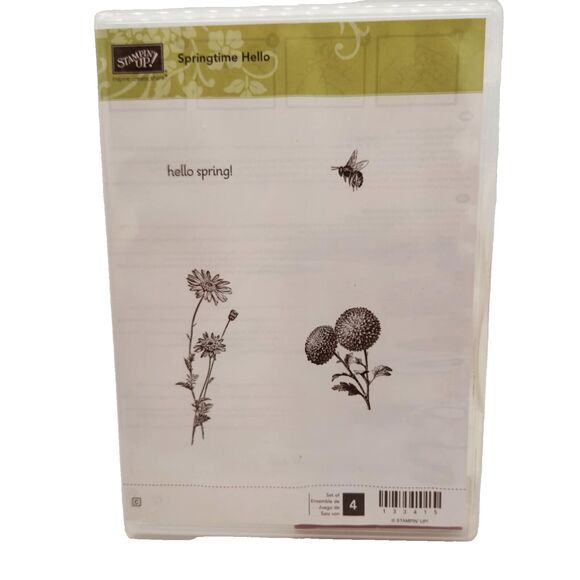 Stampin Up Springtime Hello Cling Stamp Set Unmounted Flower Floral Botanical - Picture 1 of 4